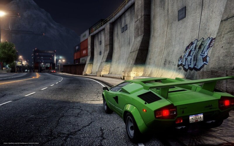 Green Sports Car — Dark, Night