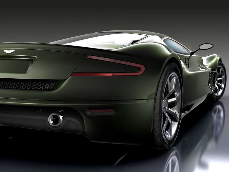 Green Sports Car — Dramatic, 3d Render, Exhaust Pipe, Side Mirror