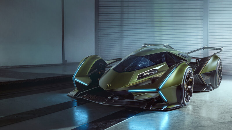 Green Sports Car — Dramatic, 3d Render, Garage