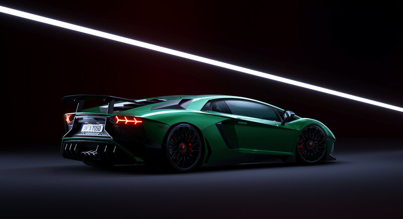 Green Sports Car — Dramatic, 3d Render, Taillight