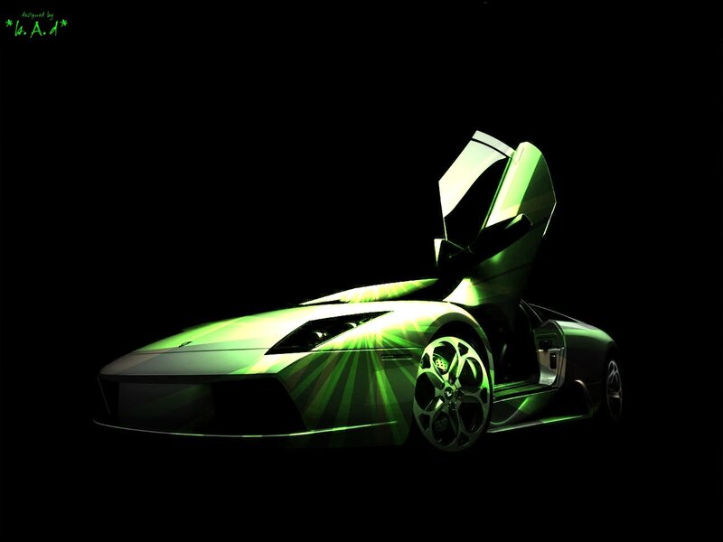 Green Sports Car — Dramatic, Digital Art, Car Door