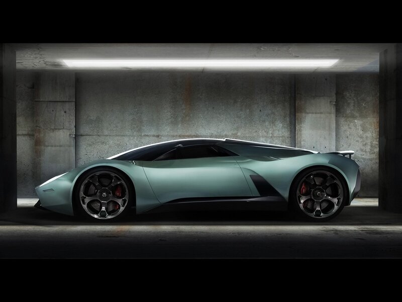 Green Sports Car — Dramatic, Digital Art, Concrete Wall