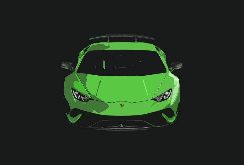Green Sports Car — Dramatic, Digital Art, Windshield