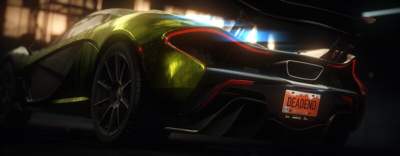 Green Sports Car — Dramatic, Night, 3d Render, License Plate