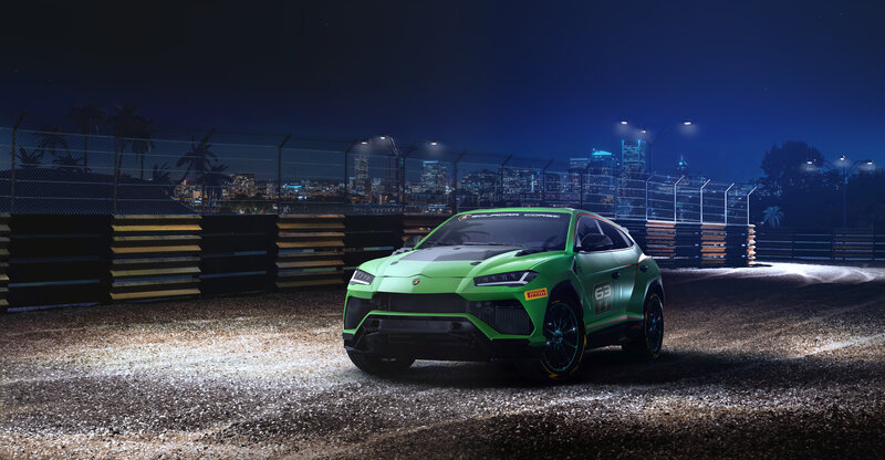 Green Sports Car — Dramatic, Night, 3d Render, Race Track