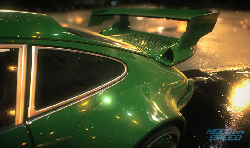 Green Sports Car — Dramatic, Night, 3d Render, Rain