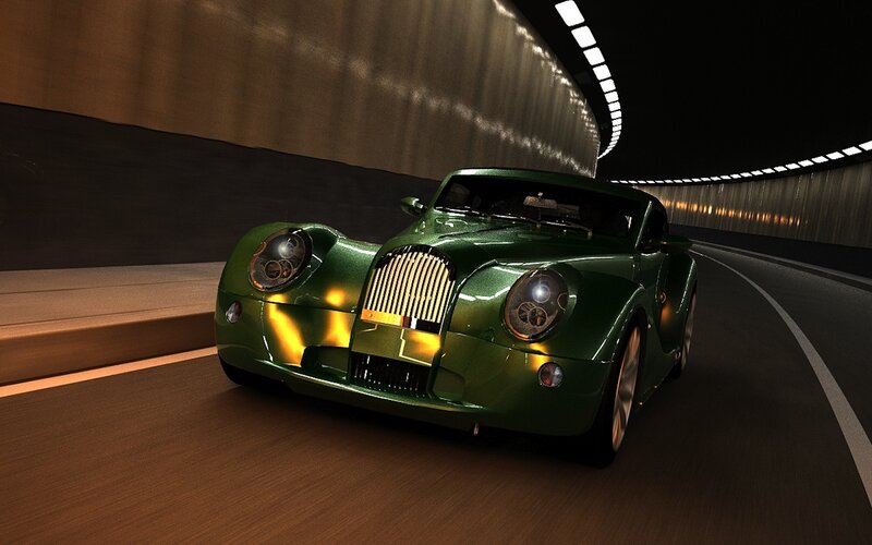 Green Sports Car — Dramatic, Night, 3d Render