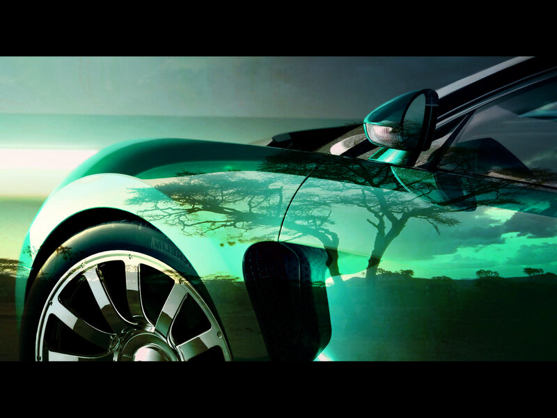 Green Sports Car — Dramatic, Sunset, Digital Art