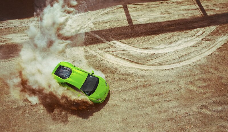 Green Sports Car Drifting — Dynamic