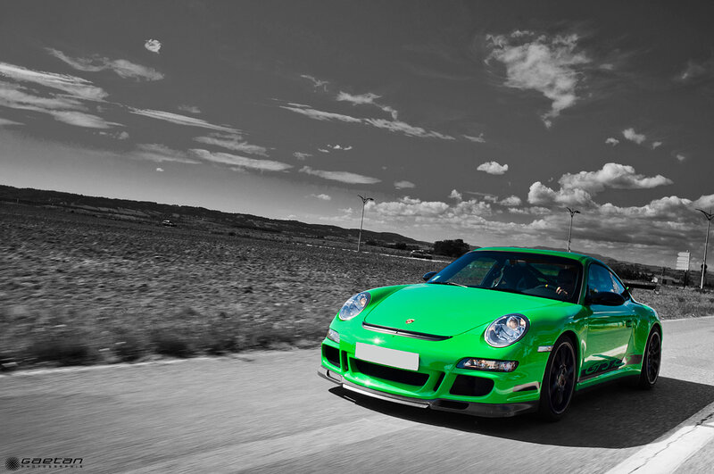 Green Sports Car — Dynamic, Afternoon, Photograph, Road, Field