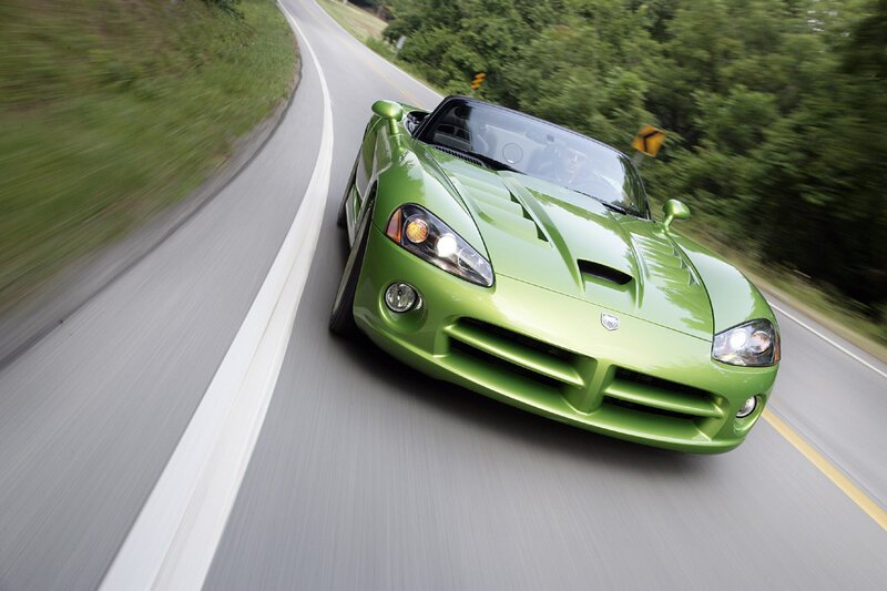 Green Sports Car — Dynamic, Afternoon, Photograph, Road, Trees