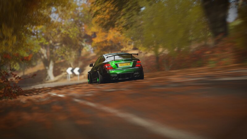 Green Sports Car — Dynamic, Autumn
