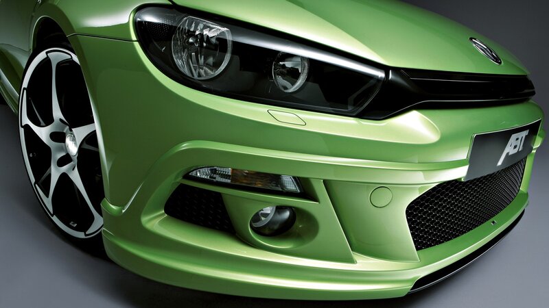 green sports car front view