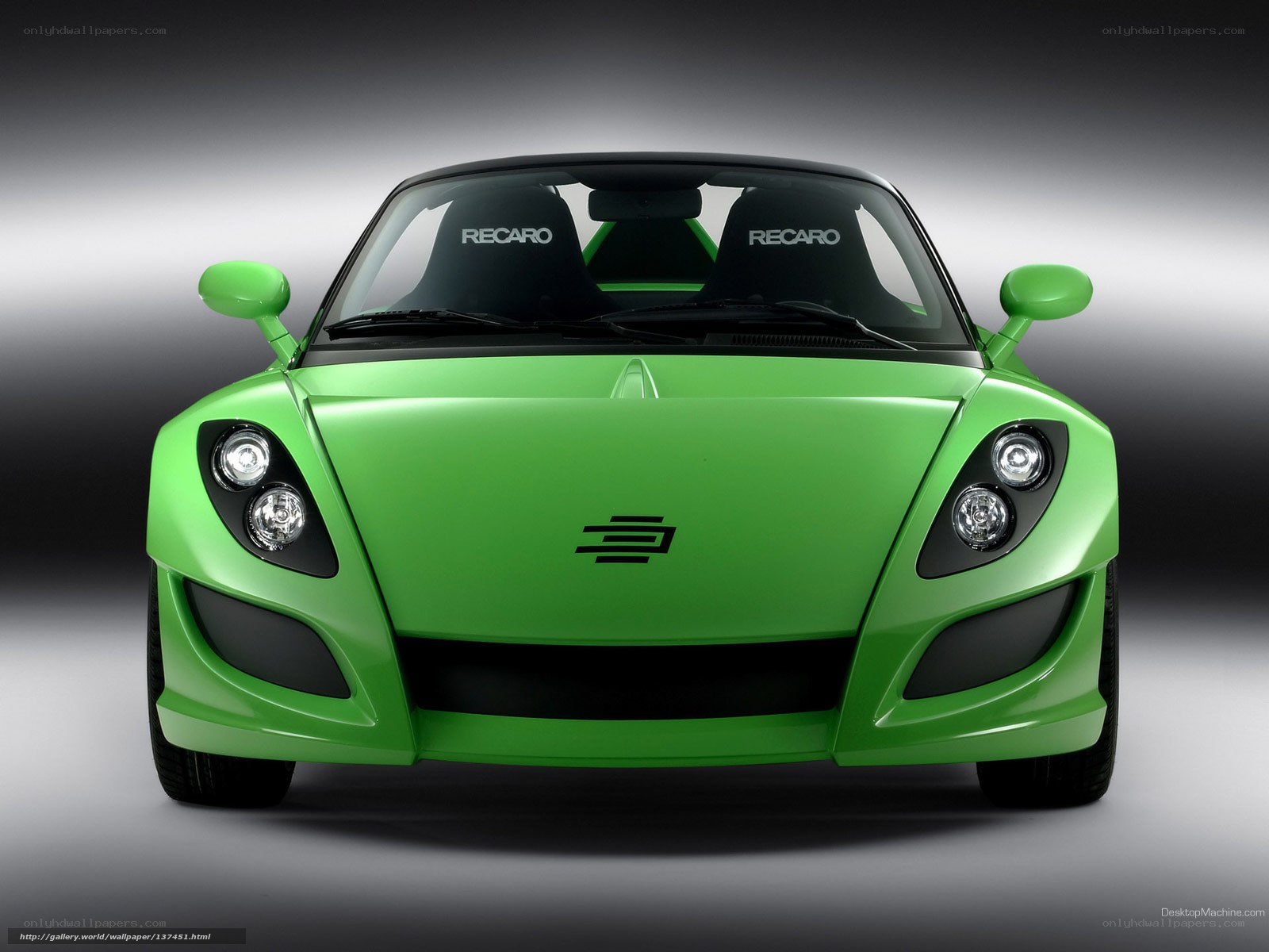 green sports car front view