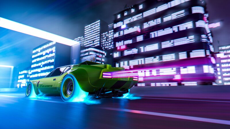 Green Sports Car — Futuristic