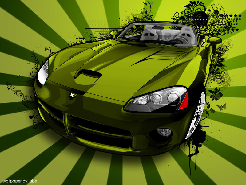 green sports car illustration