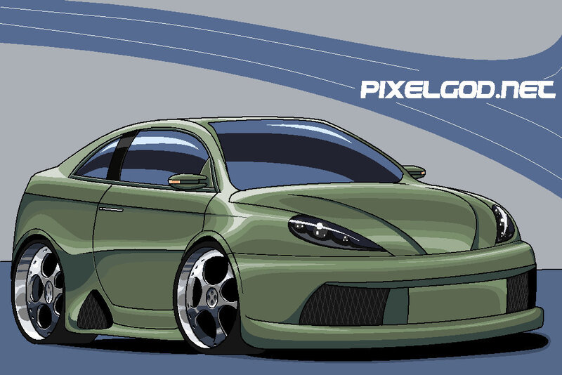 green sports car illustration