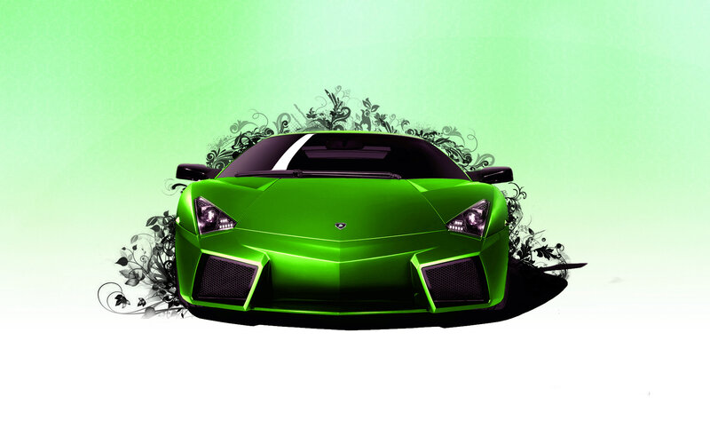 green sports car illustration