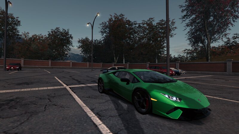 Green Sports Car in Parking Lot — Calm