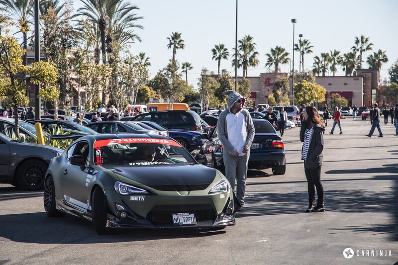 Green Sports Car in Parking Lot — Gray