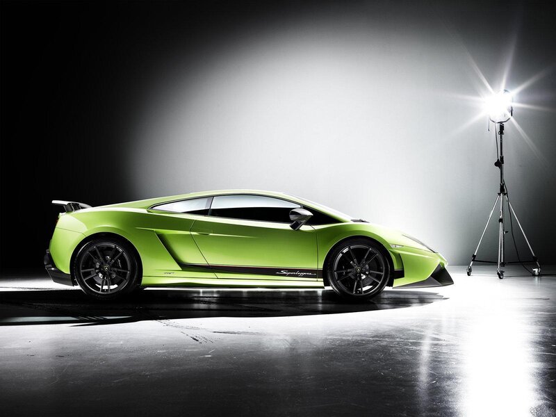 green sports car in studio