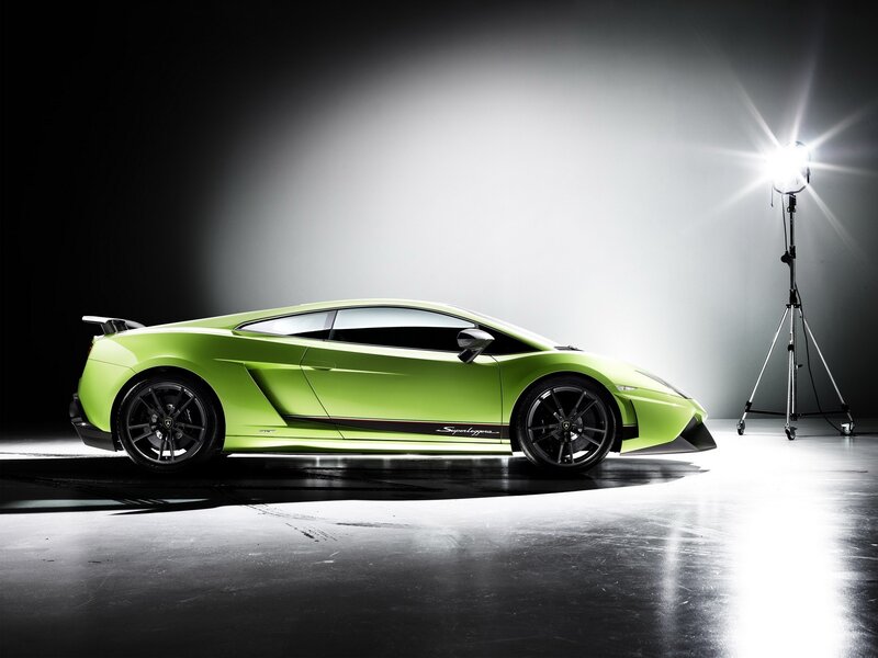 green sports car in studio