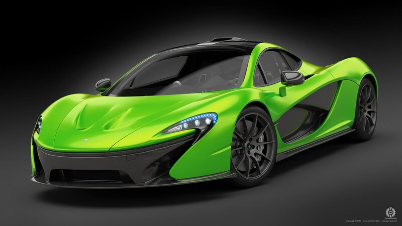 Green Sports Car — Lime Green, Dramatic, 3d Render