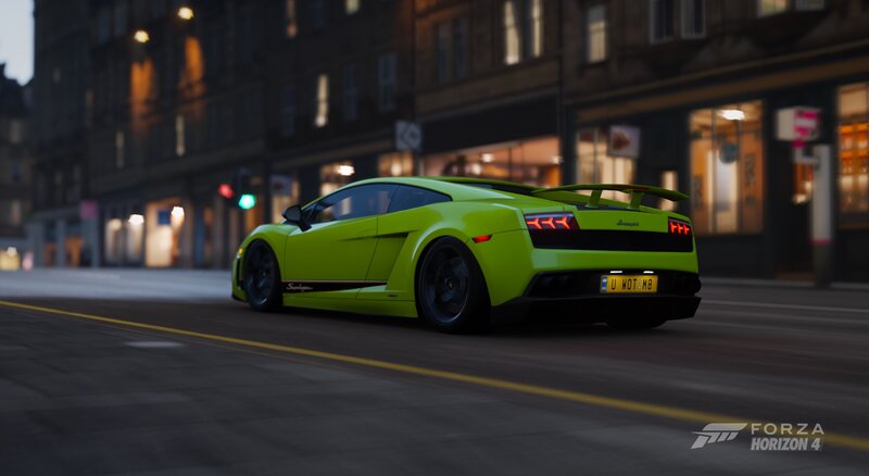 Green Sports Car — Lime Green, Dramatic, Night, 3d Render, City Street