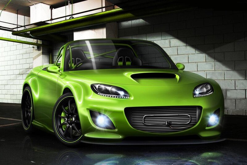 Green Sports Car — Lime Green, Dramatic, Night, 3d Render, Tunnel