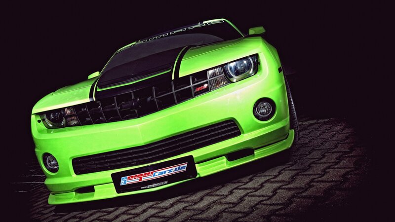 Green Sports Car — Lime Green, Dramatic, Night, Photograph, Grille
