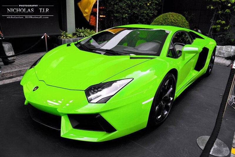 Green Sports Car — Lime Green, Dramatic, Night