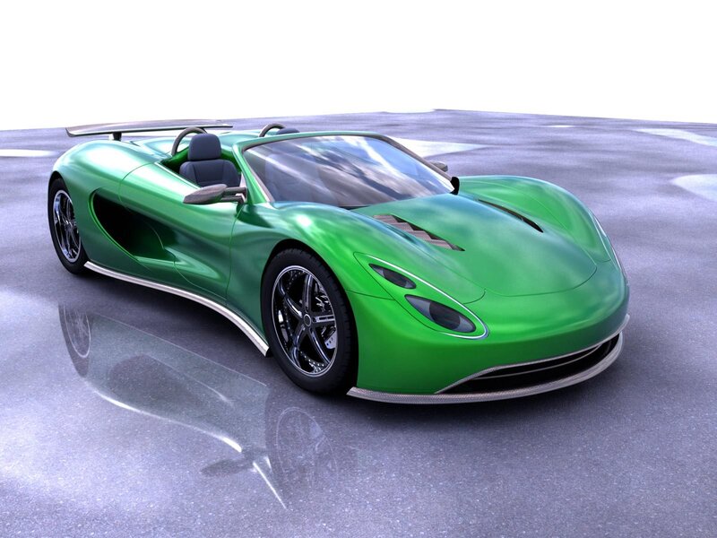 Green Sports Car — Modern, 3d Render