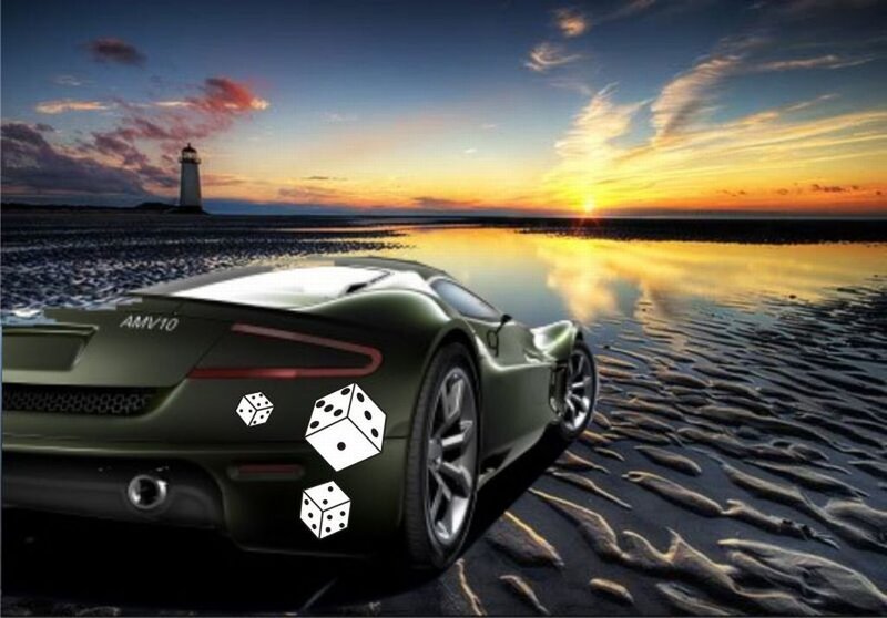 Green Sports Car on Beach — Dramatic