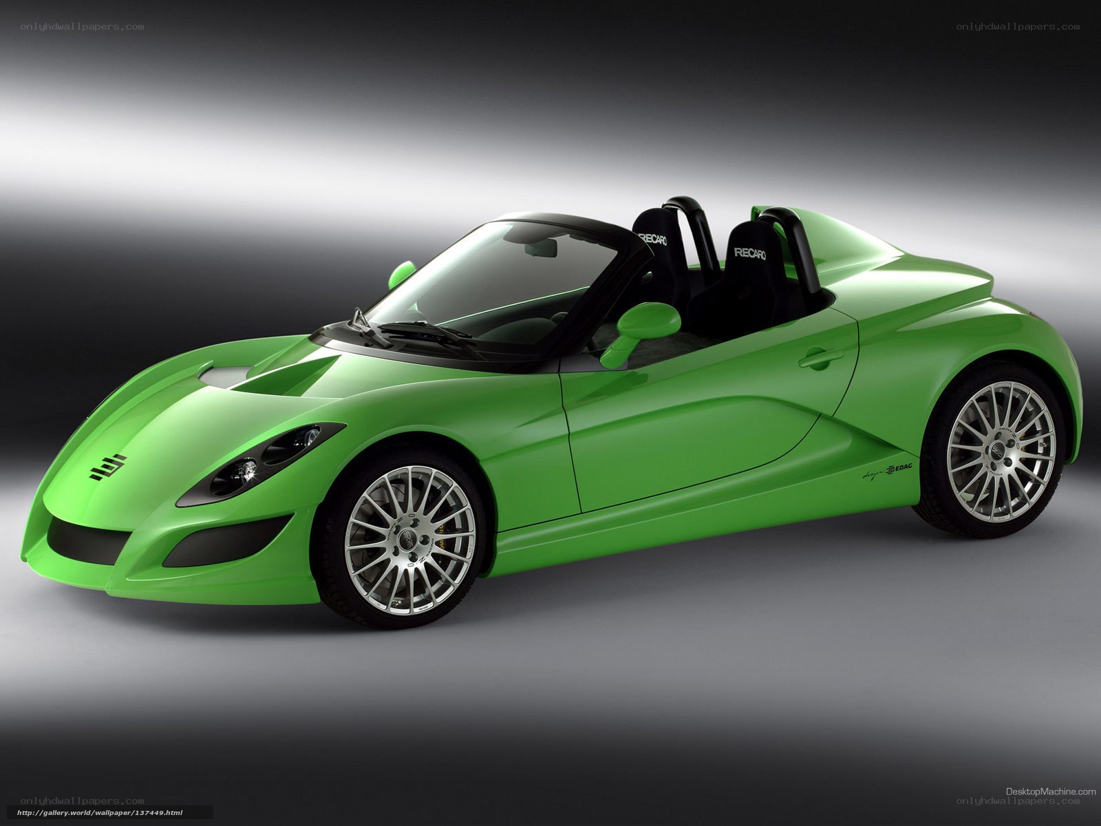 green sports car on display