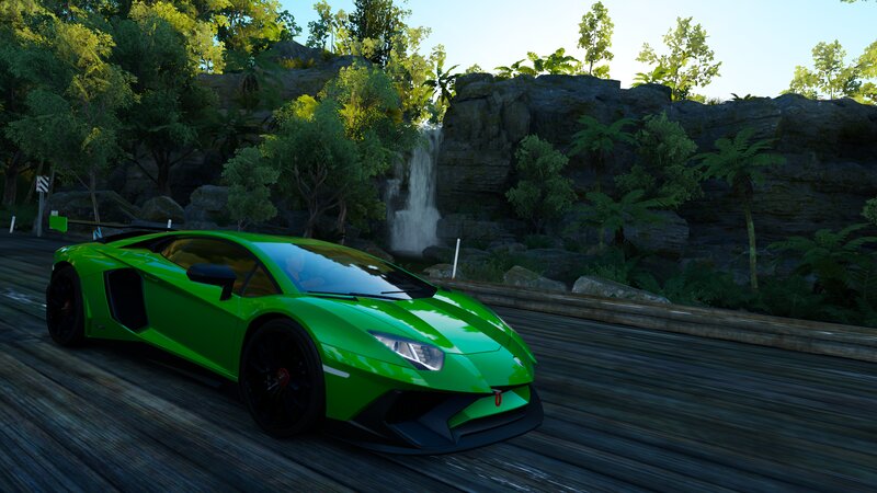 Green Sports Car on Road — Serene, Afternoon
