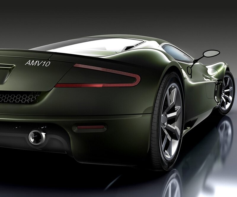 Green sports car rear view