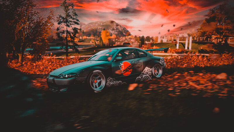 Green Sports Car — Red