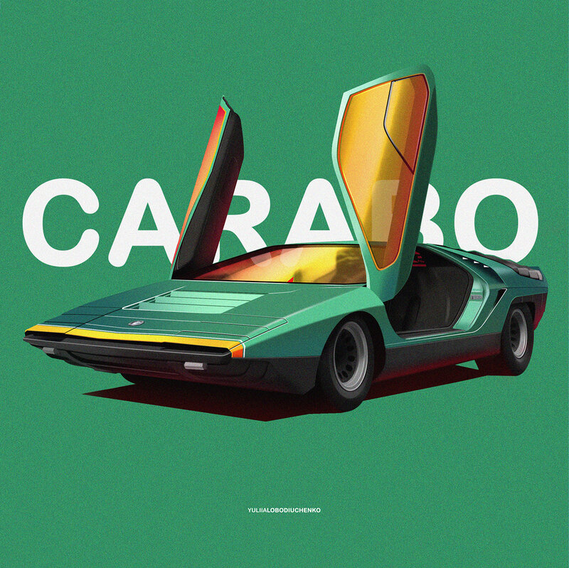 Green Sports Car — Retro