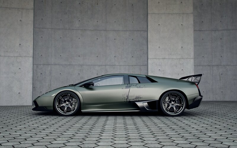 green sports car side view