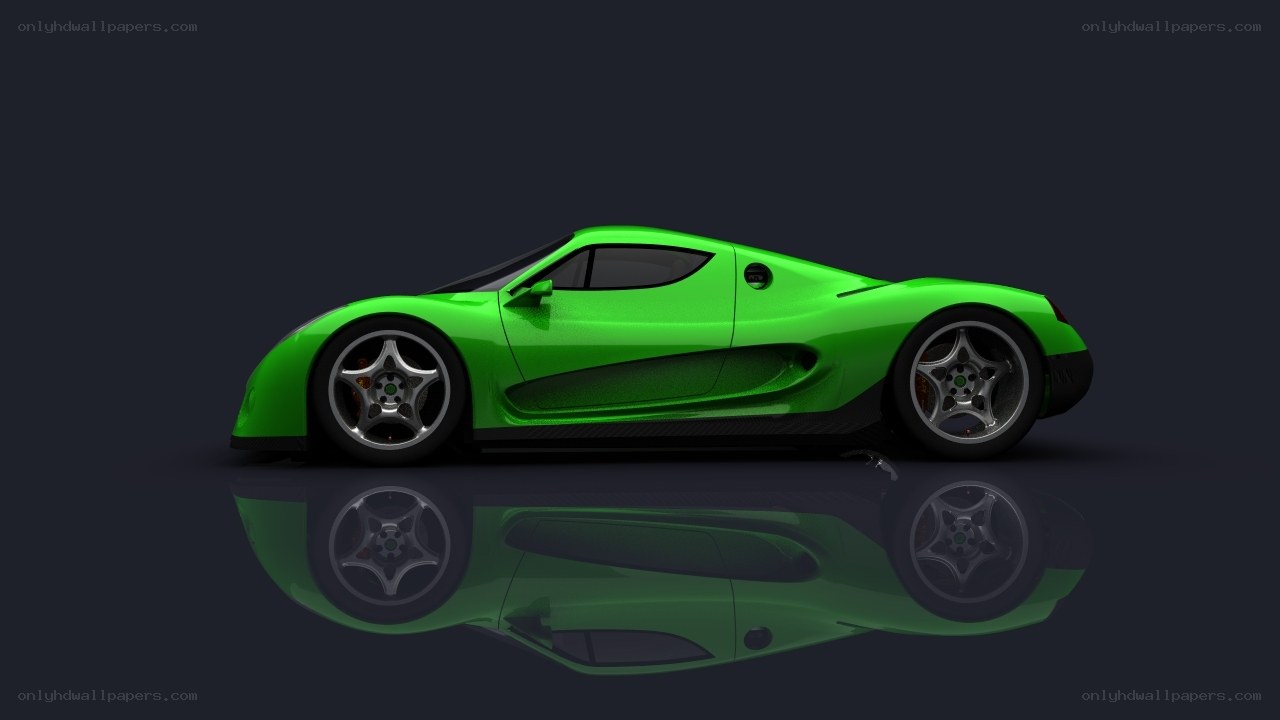 green sports car side view