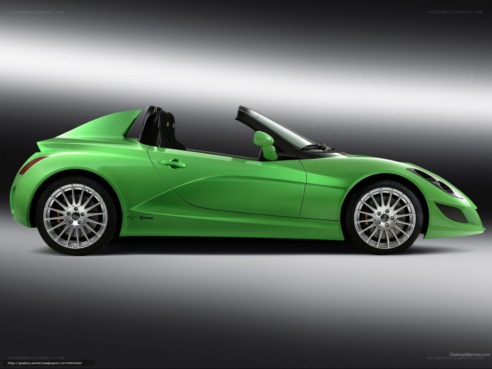 green sports car side view