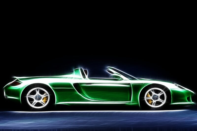 green sports car silhouette