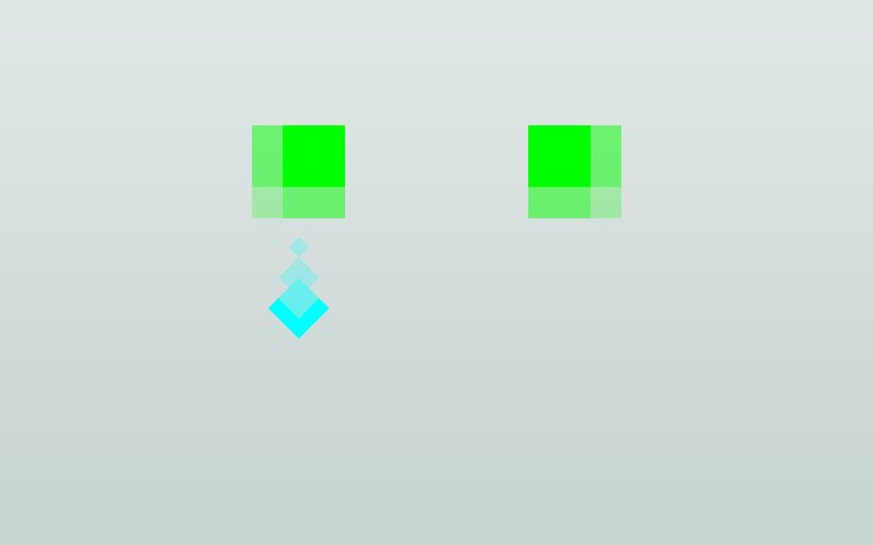 green squares and blue shape