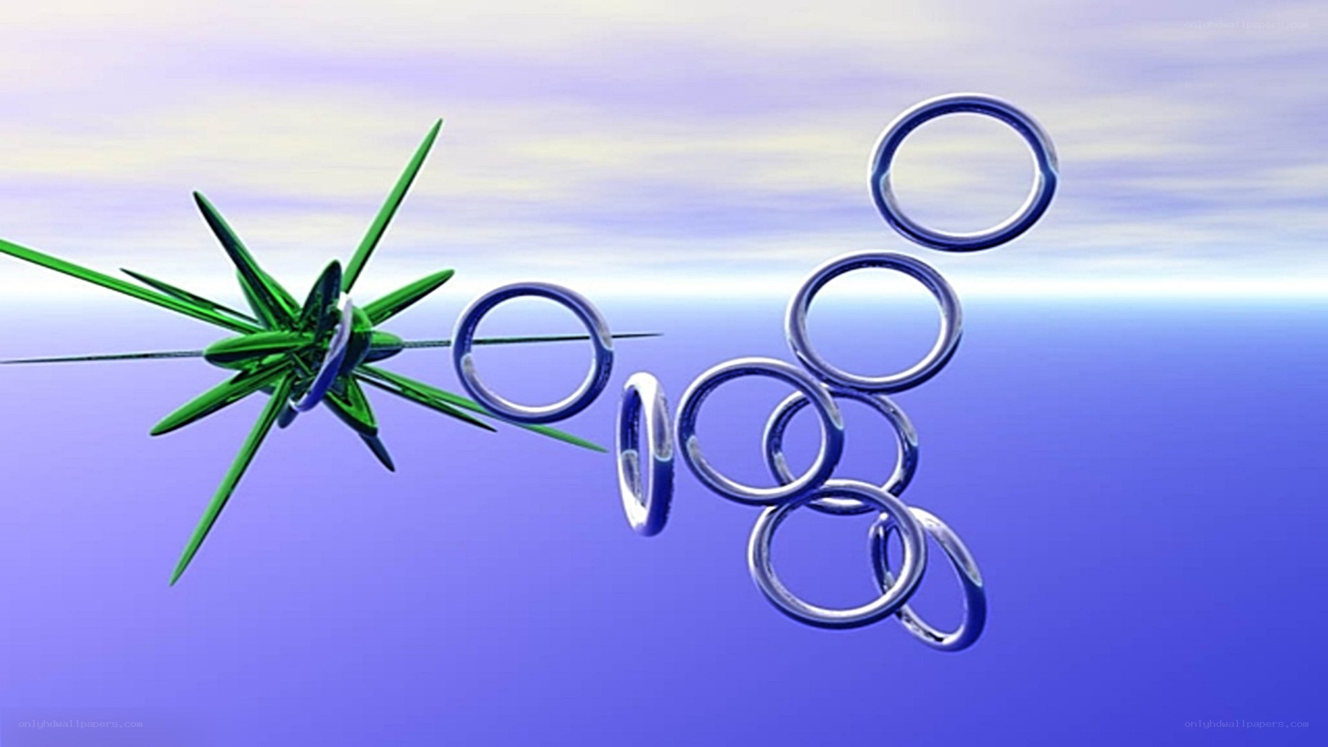 Green star and floating rings