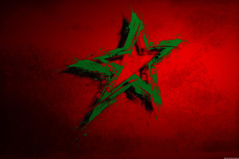 Green star on red background