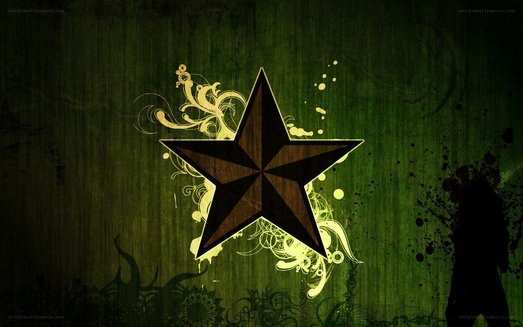 green star with floral design
