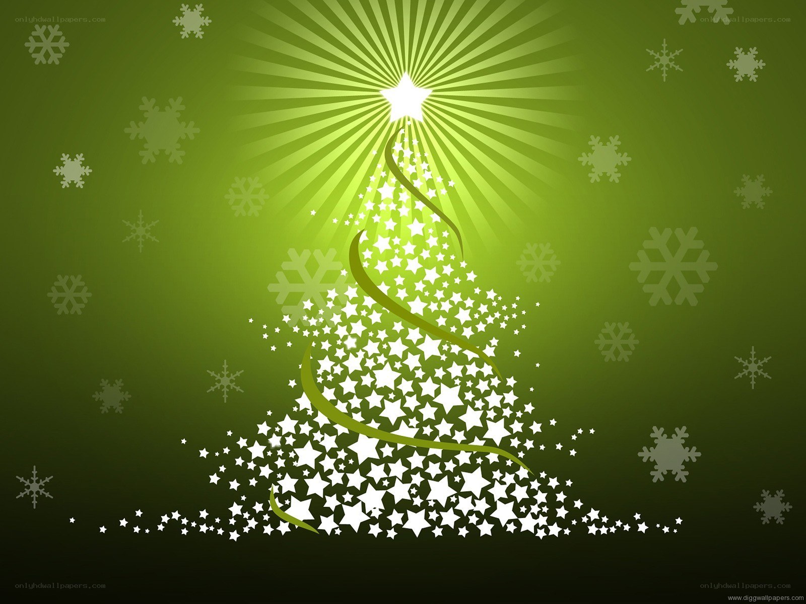 green starry christmas tree