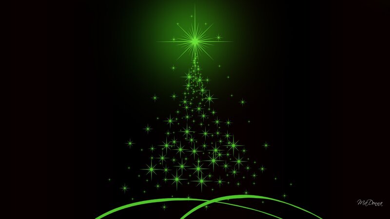 Green Starry Christmas Tree — Festive