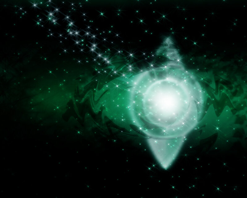 green starry cosmic swirl