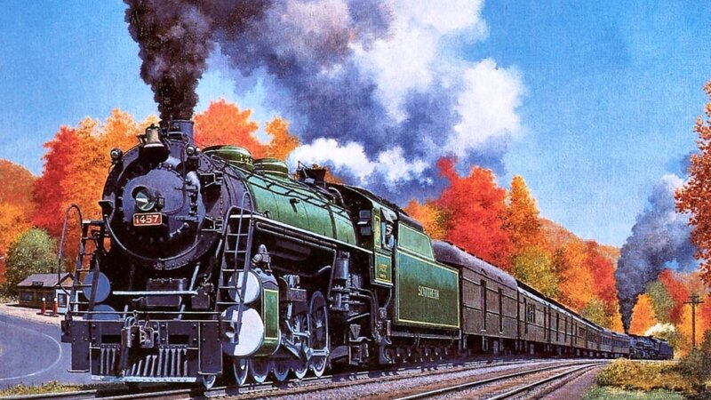Green Steam Locomotive